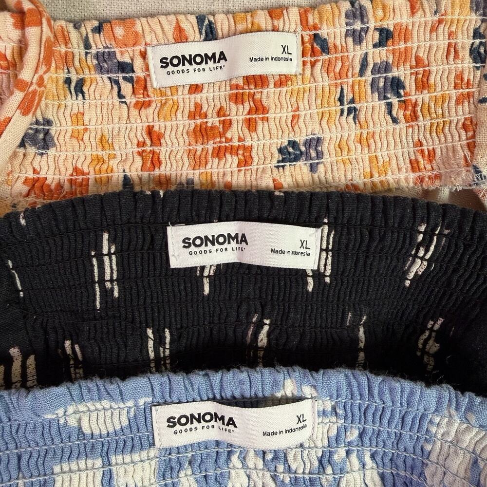 Sonoma Tie Strap Tank Tops Linen Blend Lot of 3 Women's XL Floral Geometric Boho - Picture 2 of 16